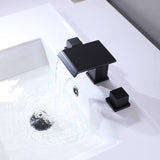 Widespread Bathroom Sink Faucet 3 Hole 8 Inch Waterfall Bathroom Faucets Black 2 Handle Modern Basin Vanity Faucet Mixer Taps