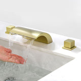 Widespread Bathroom Sink Faucet Waterfall 3 Holes Bathroom Faucet Double Handle 8 Inch Basin Vanity Faucets Deck Mounted Taps