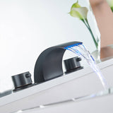 Widespread Bathroom Sink Faucet Waterfall Double Handle Bathroom Faucets 3 Hole 8 Inch Basin Vanity Mixer Taps With Valve