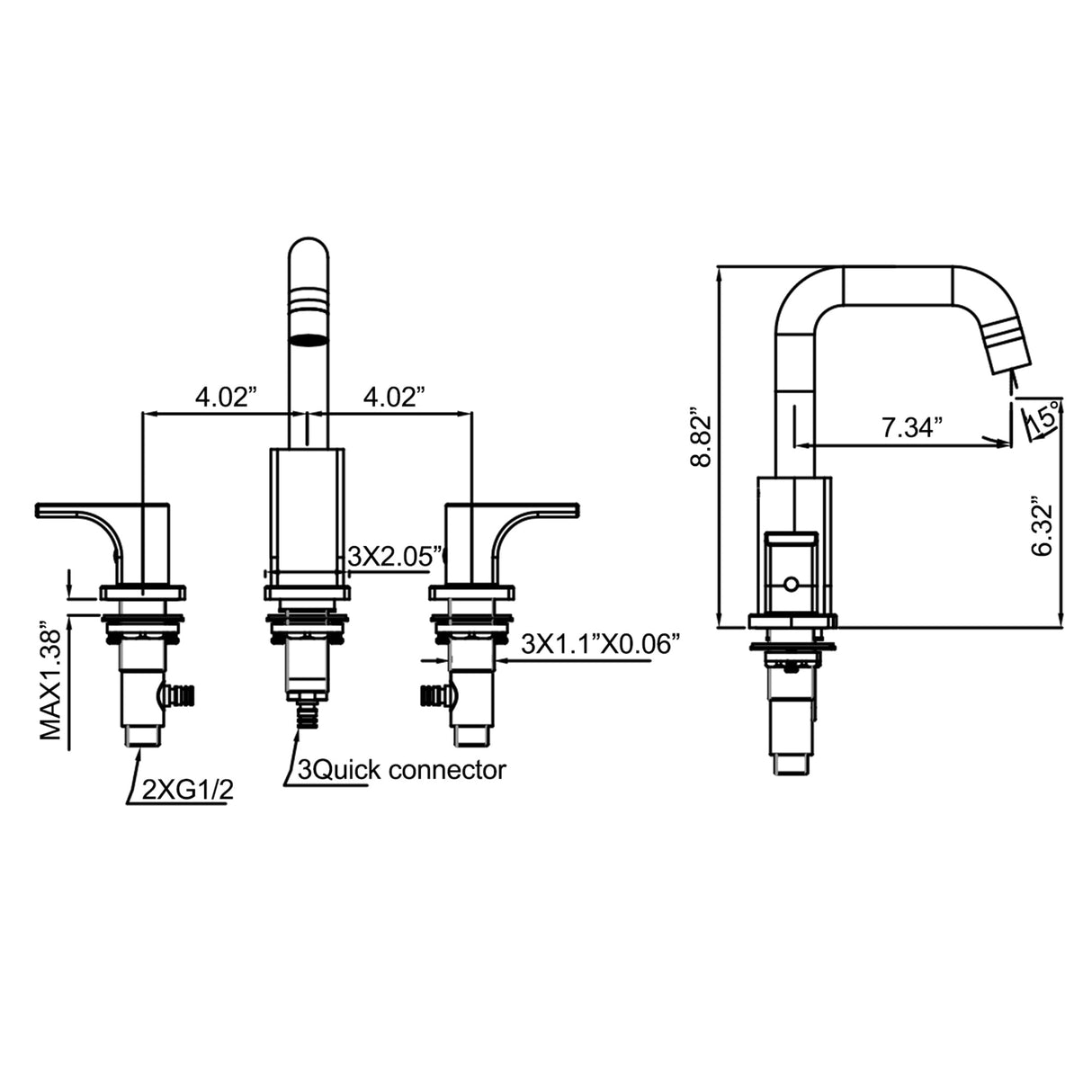 Widespread Double Handles Bathroom Faucet With Swivel Spout