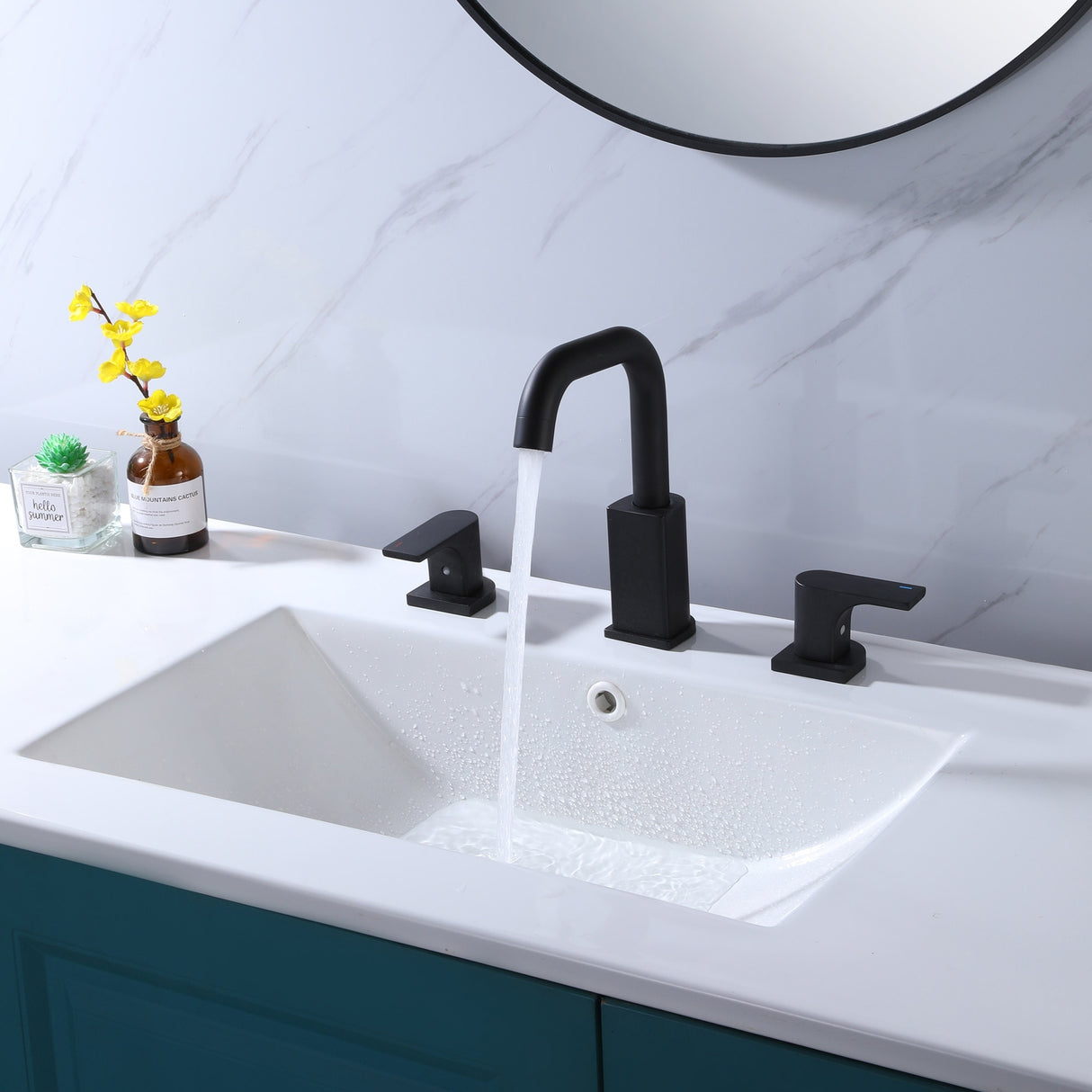 Widespread Double Handles Bathroom Faucet With Swivel Spout