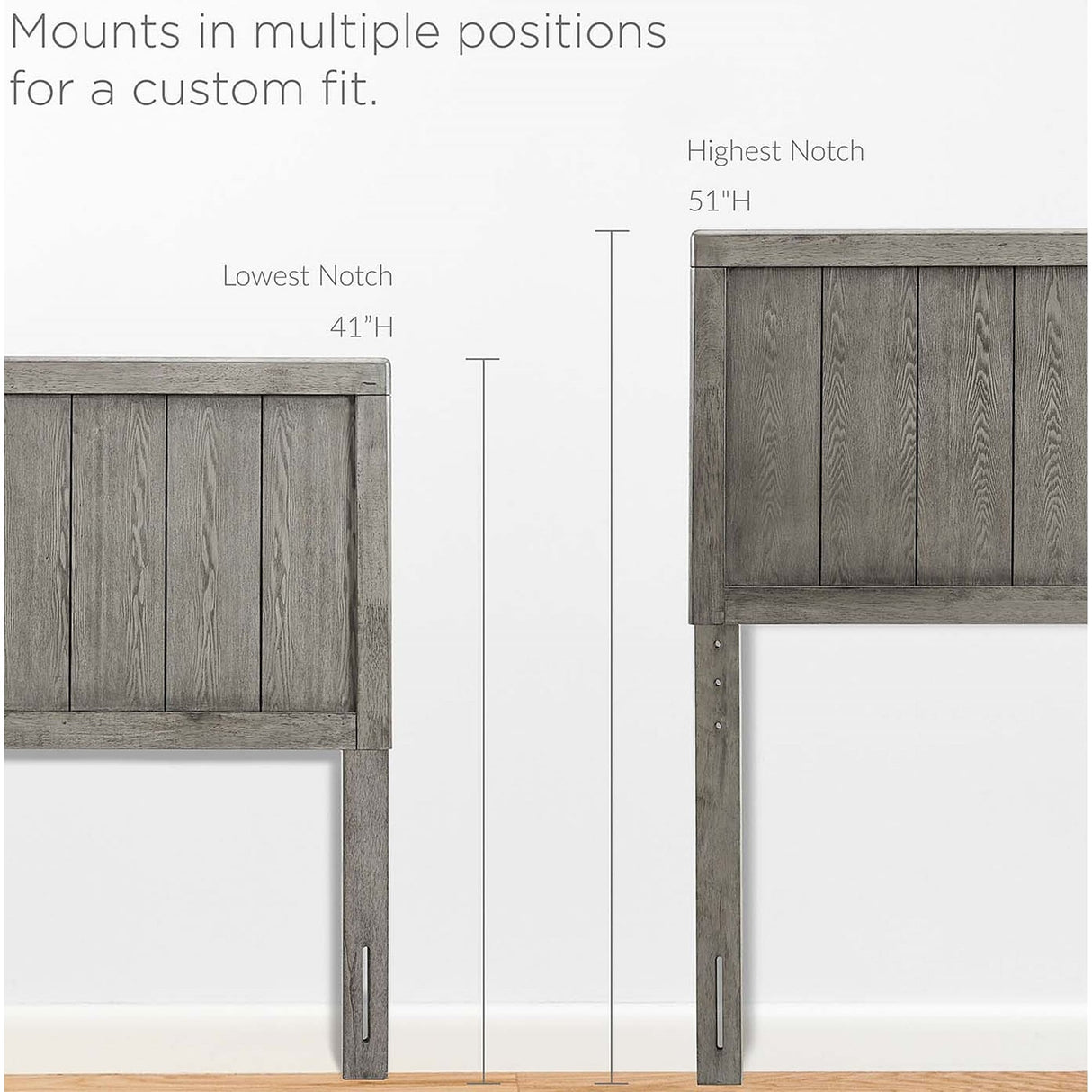 Widman Country Style King Size Grey Wooden Headboard