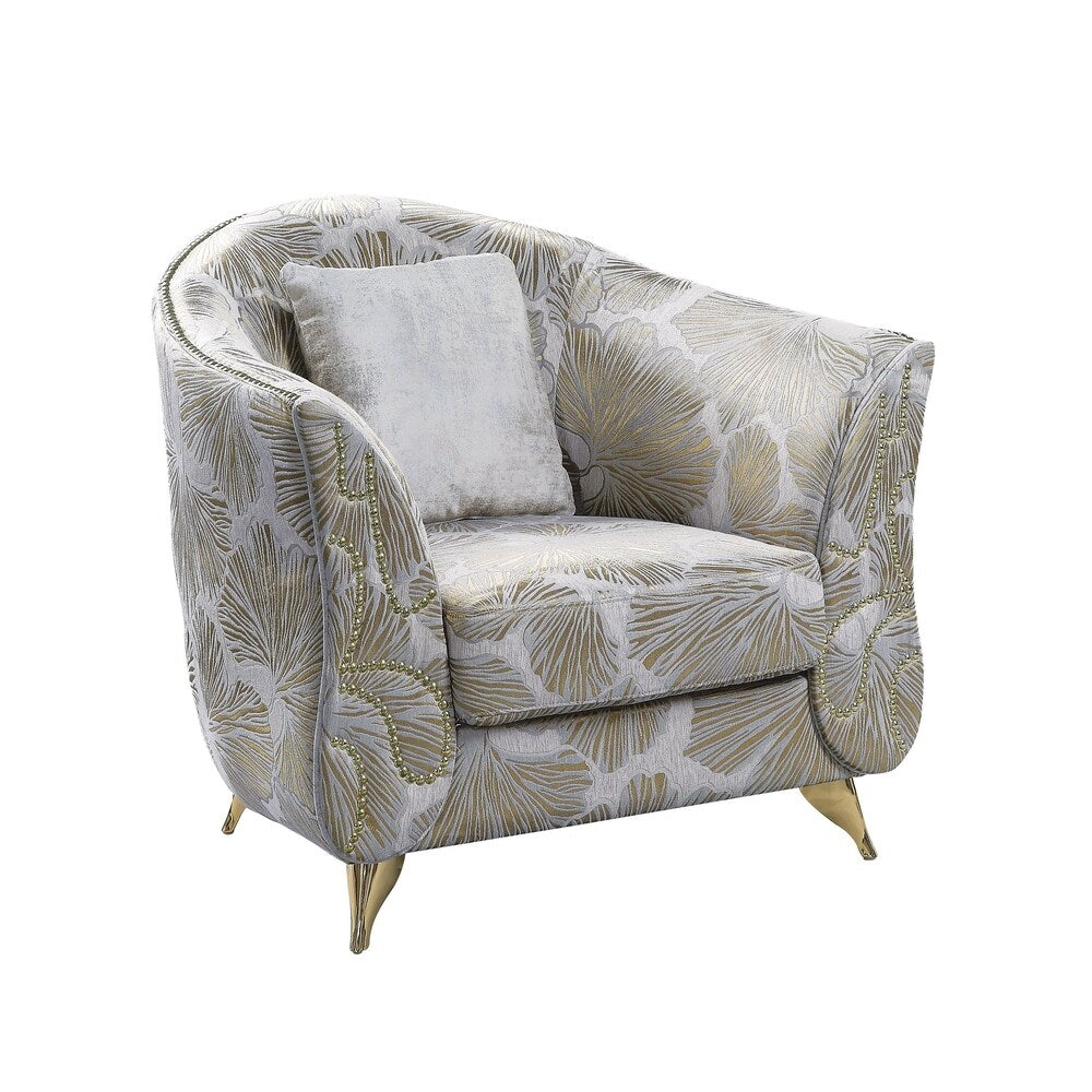 Wilder Chair with 1 Pillow in Beige Fabric
