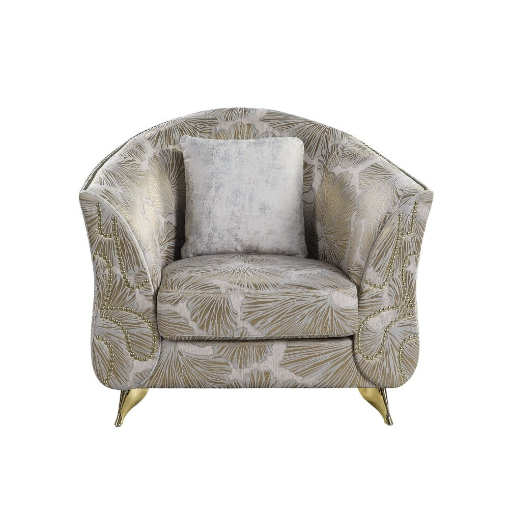 Wilder Chair with 1 Pillow in Beige Fabric