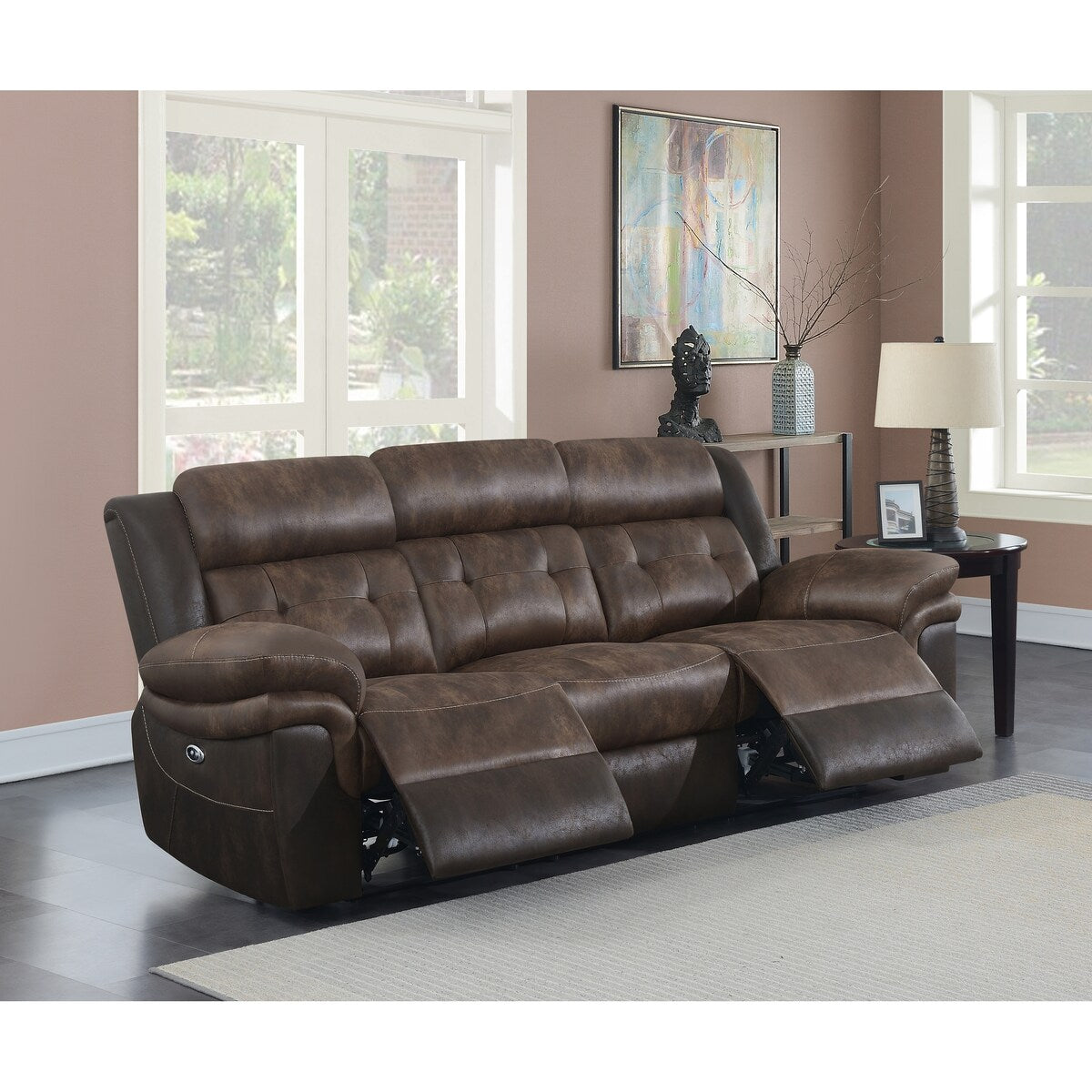 Wildwood Upholstered Tufted Cushion Power Recline Sofa