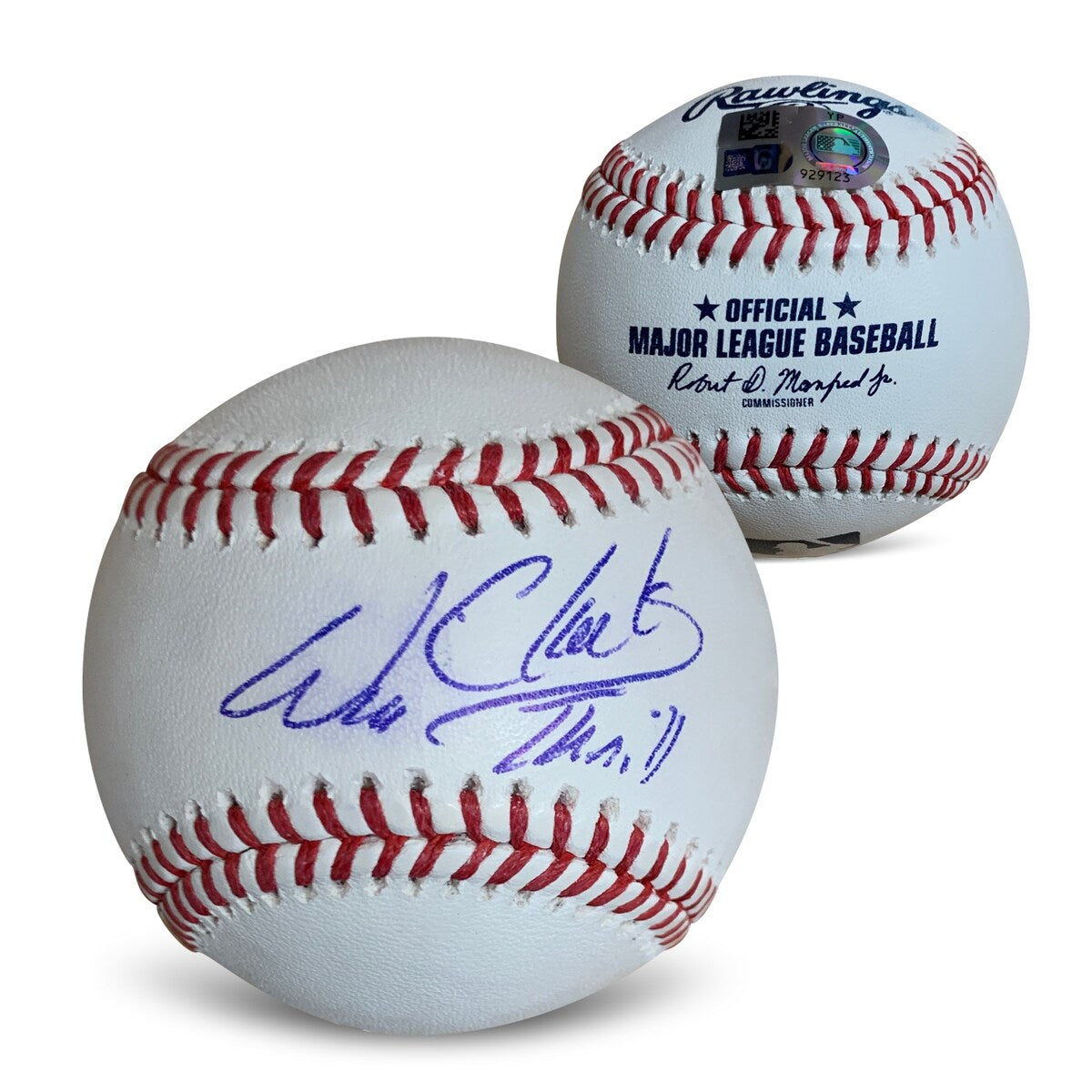 Will Clark Autographed MLB Signed Baseball THE THRILL Hologram COA With Display Case SMUDGE - 8'6" x 11'6"