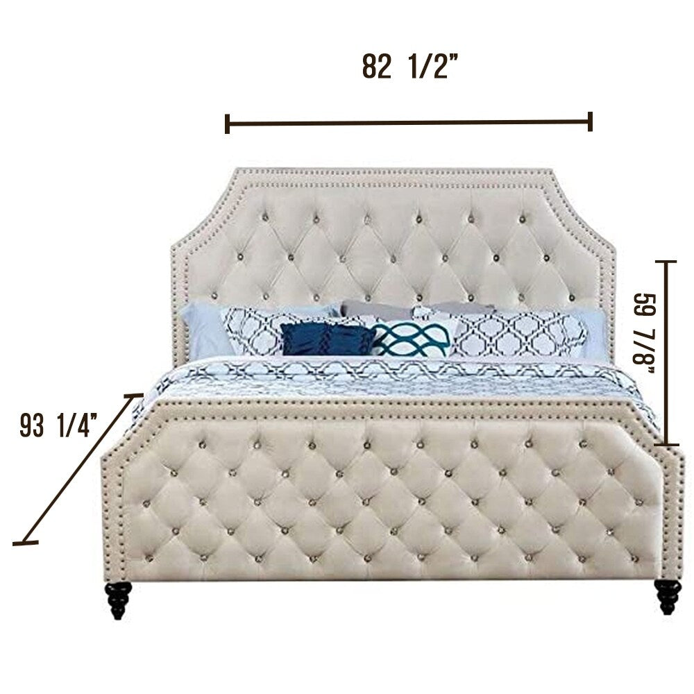 William's Home Furnishing Claudine Cal.King Bed Beige
