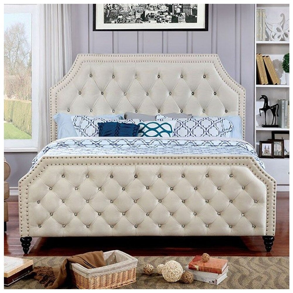 William's Home Furnishing Claudine Cal.King Bed Beige
