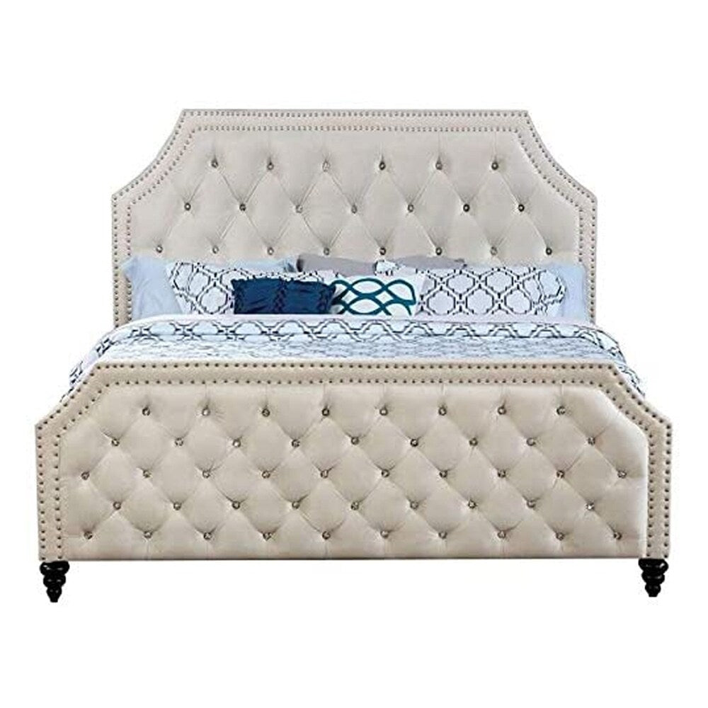 William's Home Furnishing Claudine Cal.King Bed Beige