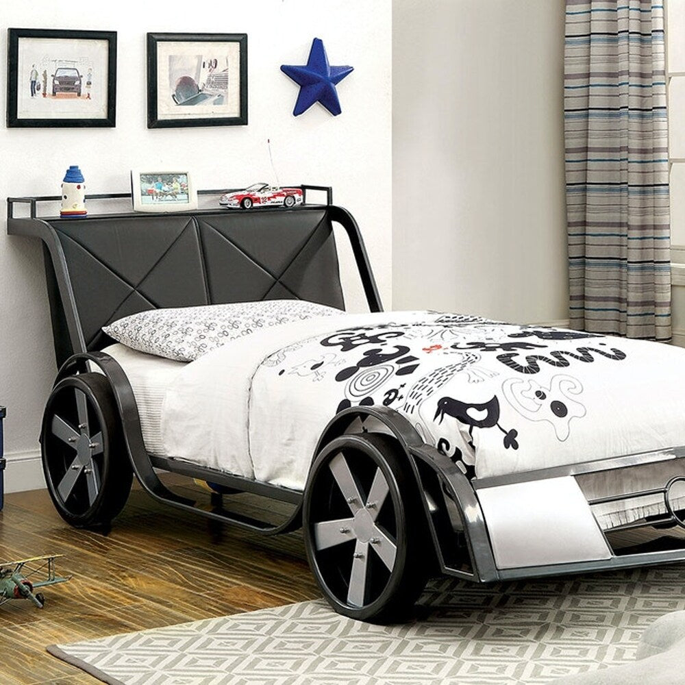 William's Home Furnishing Gt racer Twin Bed Silver