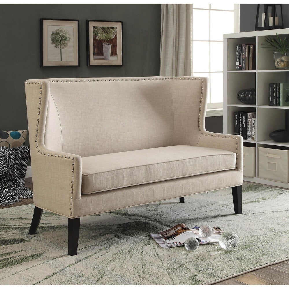 Williams Home Furnishing Cuenca Love Seat Bench in Beige Finish