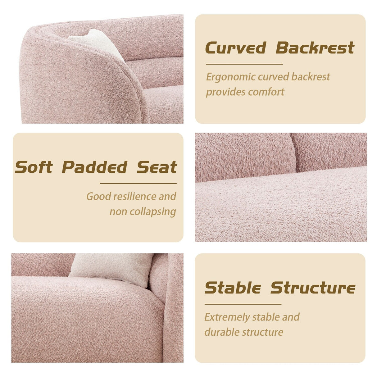 Modern Contemporary 91" Upholstered Curved Sofa With 2 Pillows for Living Room