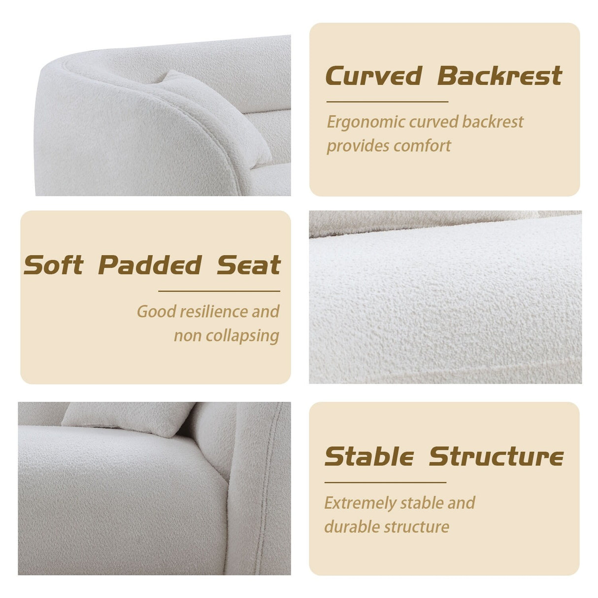 Modern Contemporary 91" Upholstered Curved Sofa With 2 Pillows for Living Room