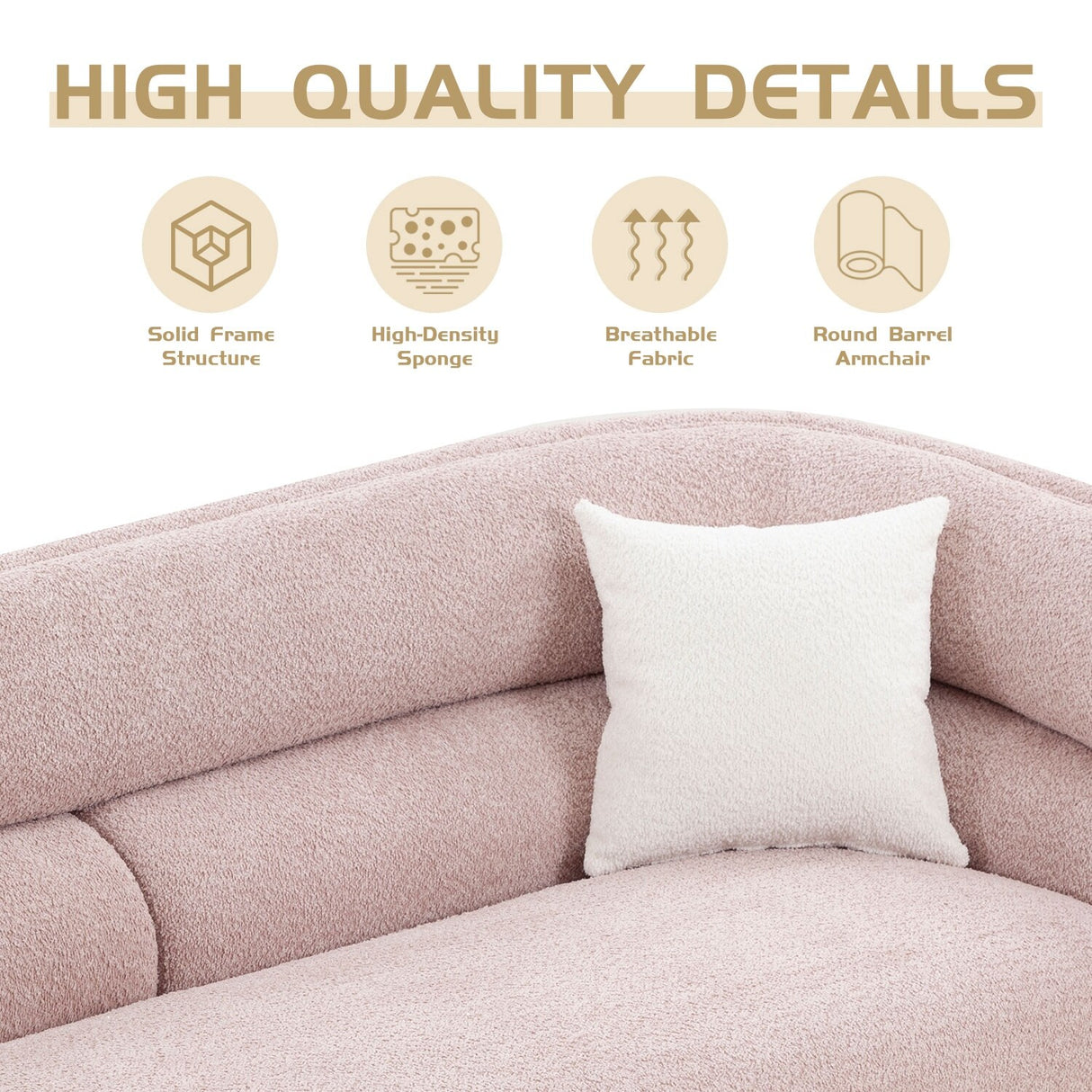 Modern Contemporary 91" Upholstered Curved Sofa With 2 Pillows for Living Room