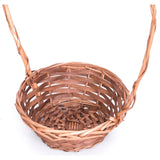Willow Brown Round Shaped Basket with High Handle