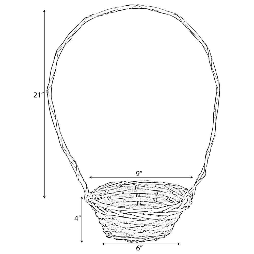 Willow Brown Round Shaped Basket with High Handle