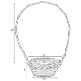 Willow Brown Round Shaped Basket with High Handle