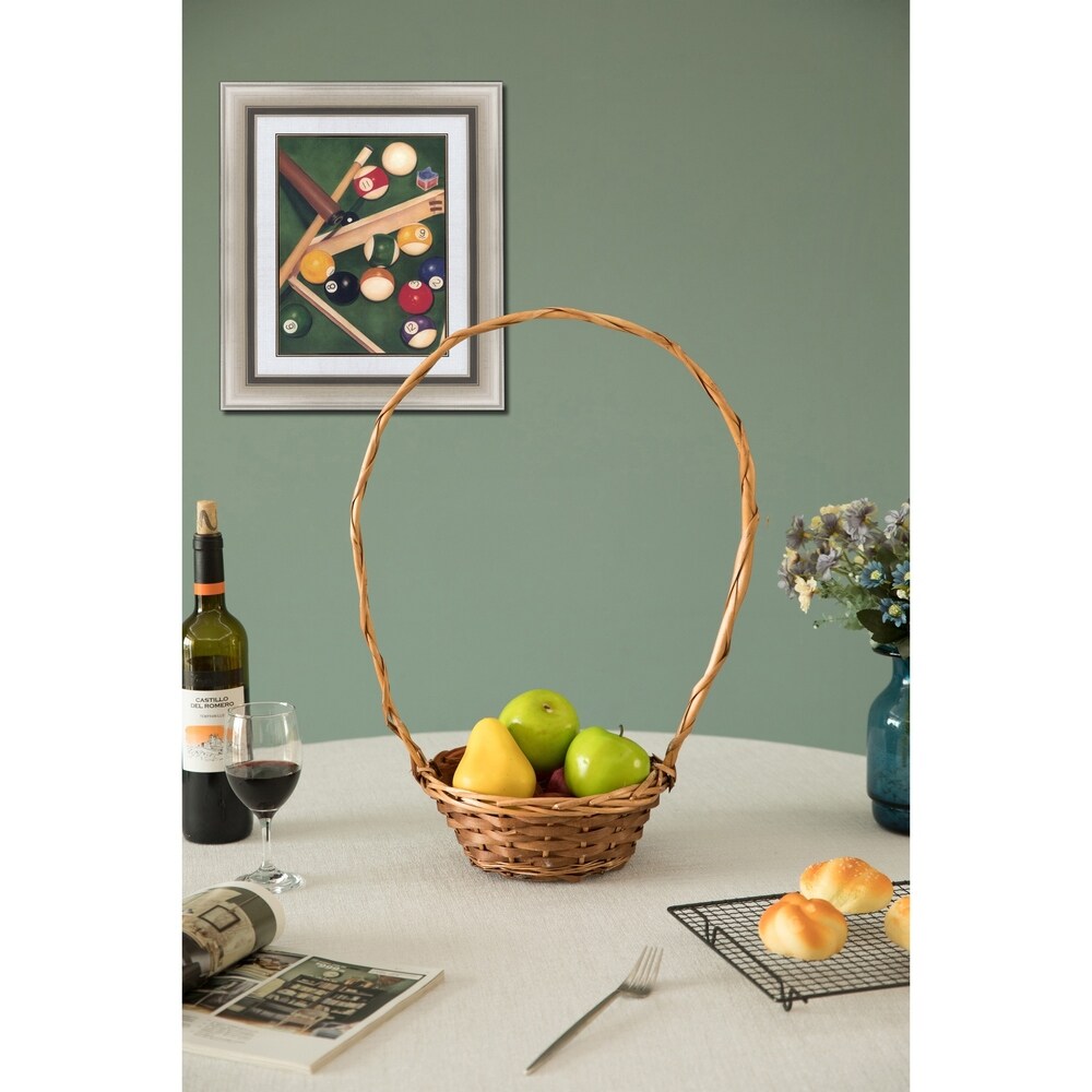 Willow Brown Round Shaped Basket with High Handle