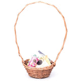Willow Brown Round Shaped Basket with High Handle
