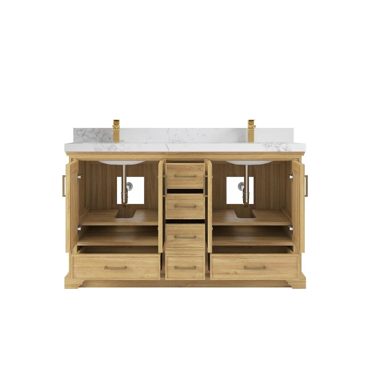 Willow Collections 60 in. W x 22 in. D Charlotte Teak Double Sink Bathroom Solid Teak Vanity with Countertop