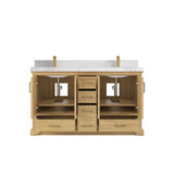 Willow Collections 60 in. W x 22 in. D Charlotte Teak Double Sink Bathroom Solid Teak Vanity with Countertop