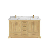 Willow Collections 60 in. W x 22 in. D Charlotte Teak Double Sink Bathroom Solid Teak Vanity with Countertop