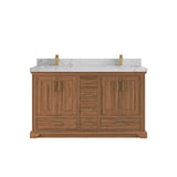 Willow Collections 60 in. W x 22 in. D Charlotte Teak Double Sink Bathroom Solid Teak Vanity with Countertop