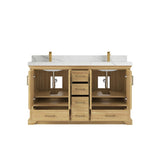 Willow Collections 60 in. W x 22 in. D Charlotte Teak Double Sink Bathroom Solid Teak Vanity with Countertop