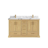 Willow Collections 60 in. W x 22 in. D Charlotte Teak Double Sink Bathroom Solid Teak Vanity with Countertop