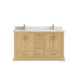 Willow Collections 60 in. W x 22 in. D Charlotte Teak Double Sink Bathroom Solid Teak Vanity with Countertop