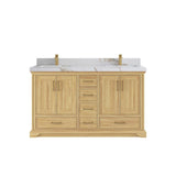Willow Collections 60 in. W x 22 in. D Charlotte Teak Double Sink Bathroom Solid Teak Vanity with Countertop