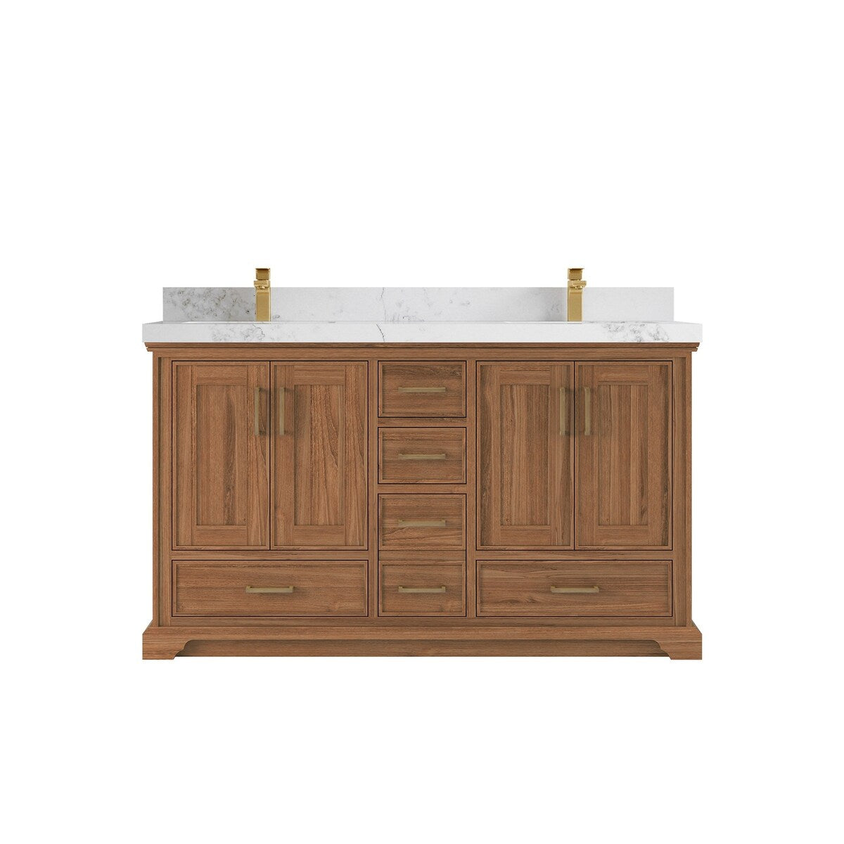 Willow Collections 60 in. W x 22 in. D Charlotte Teak Double Sink Bathroom Solid Teak Vanity with Countertop