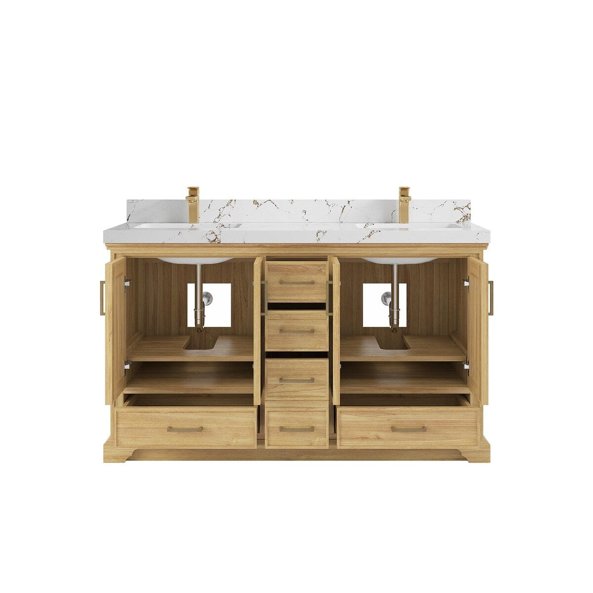 Willow Collections 60 in. W x 22 in. D Charlotte Teak Double Sink Bathroom Solid Teak Vanity with Countertop