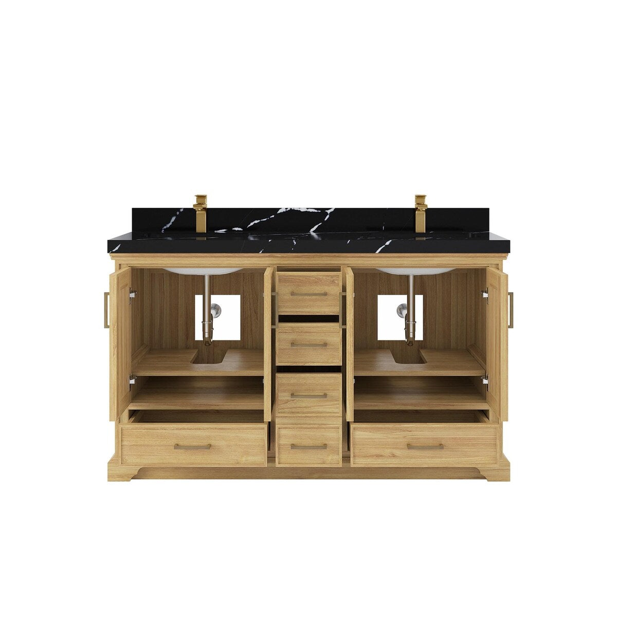 Willow Collections 60 in. W x 22 in. D Charlotte Teak Double Sink Bathroom Solid Teak Vanity with Countertop