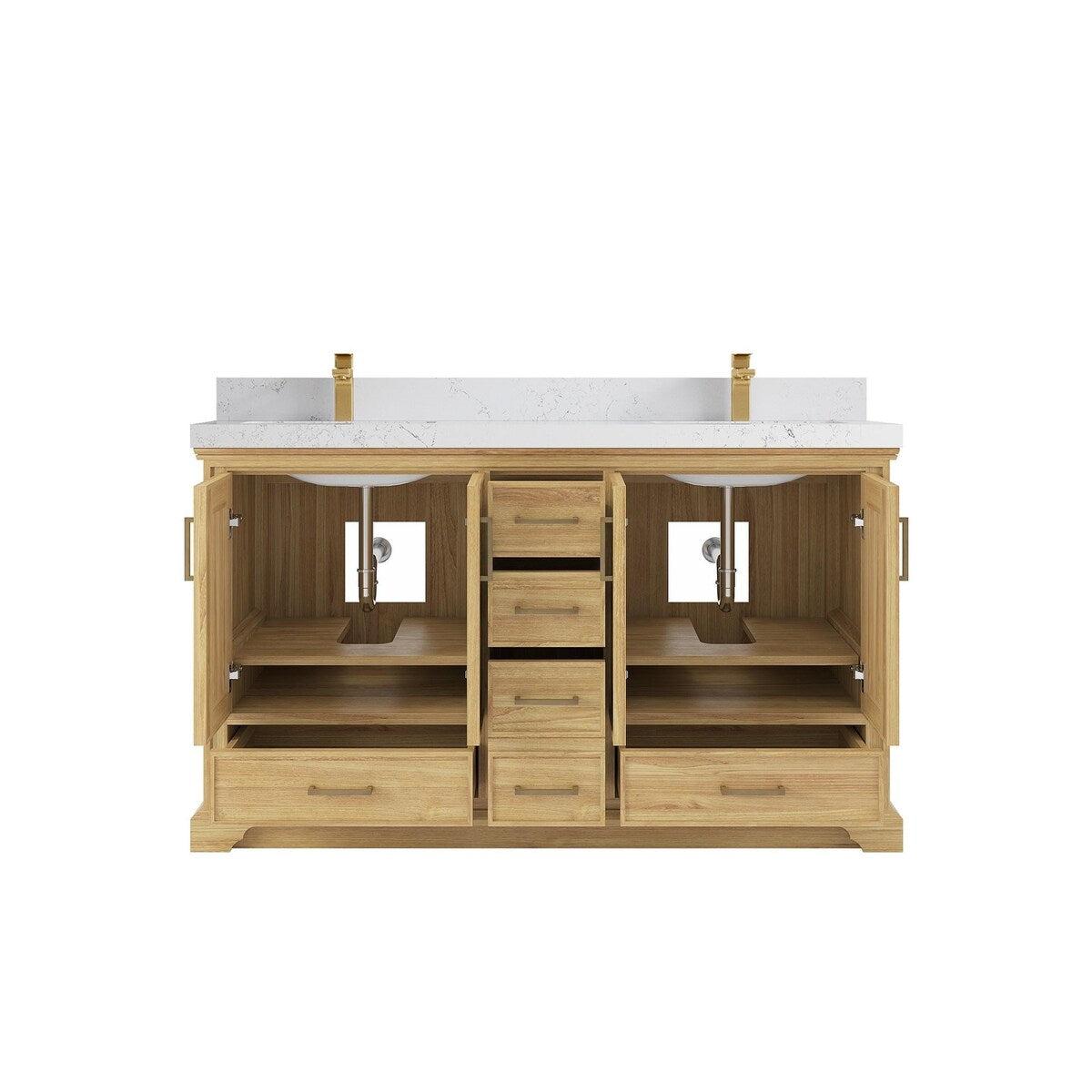 Willow Collections 60 in. W x 22 in. D Charlotte Teak Double Sink Bathroom Solid Teak Vanity with Countertop
