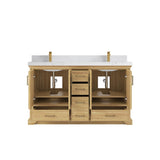 Willow Collections 60 in. W x 22 in. D Charlotte Teak Double Sink Bathroom Solid Teak Vanity with Countertop