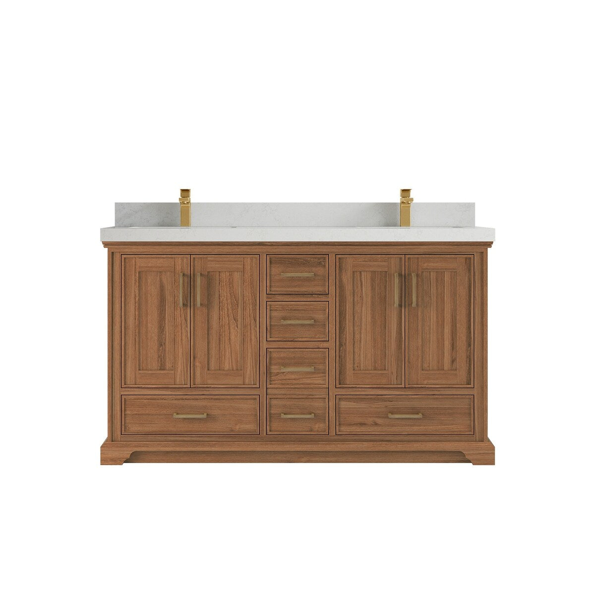 Willow Collections 60 in. W x 22 in. D Charlotte Teak Double Sink Bathroom Solid Teak Vanity with Countertop