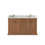 Willow Collections 60 in. W x 22 in. D Charlotte Teak Double Sink Bathroom Solid Teak Vanity with Countertop