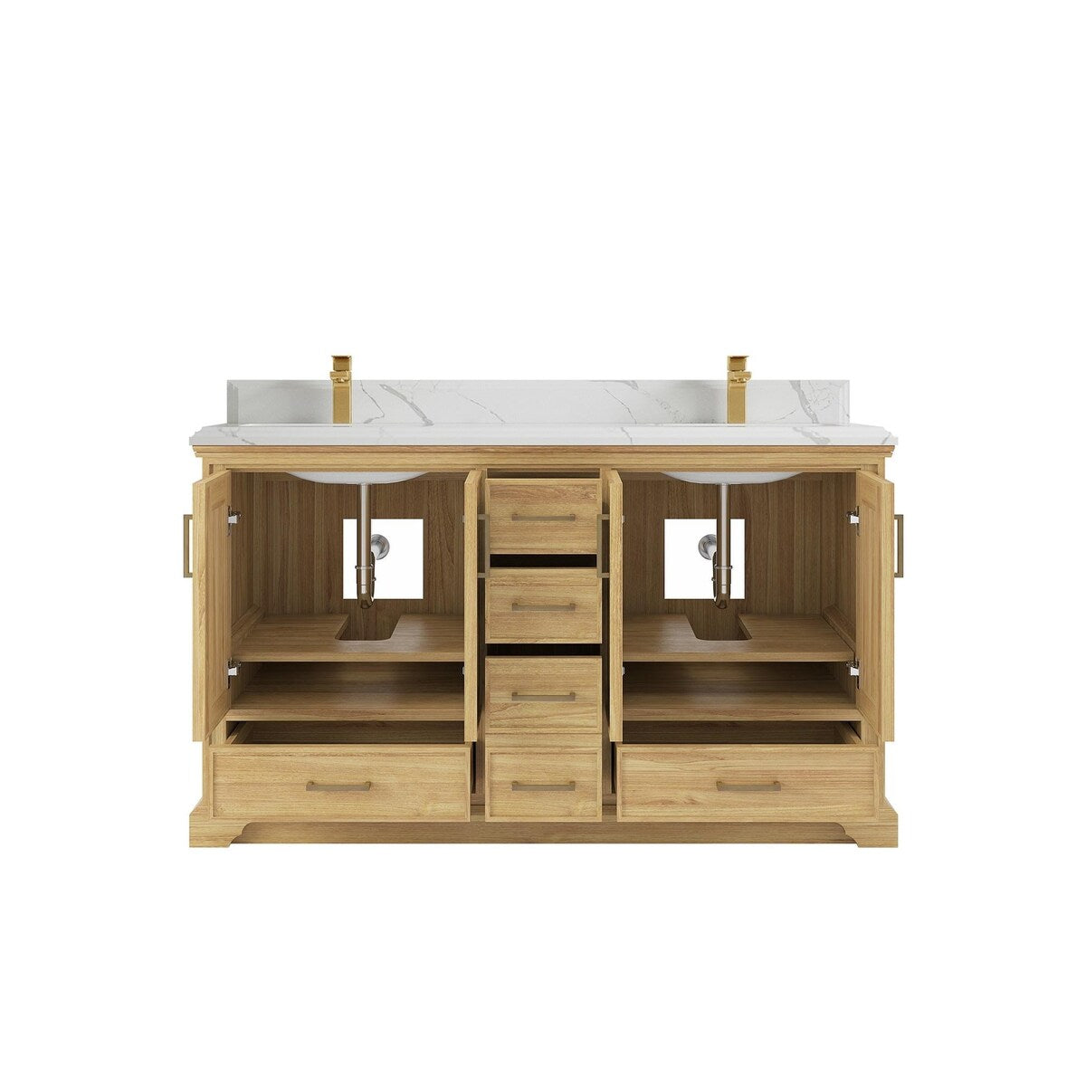 Willow Collections 60 in. W x 22 in. D Charlotte Teak Double Sink Bathroom Solid Teak Vanity with Countertop