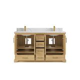 Willow Collections 60 in. W x 22 in. D Charlotte Teak Double Sink Bathroom Solid Teak Vanity with Countertop