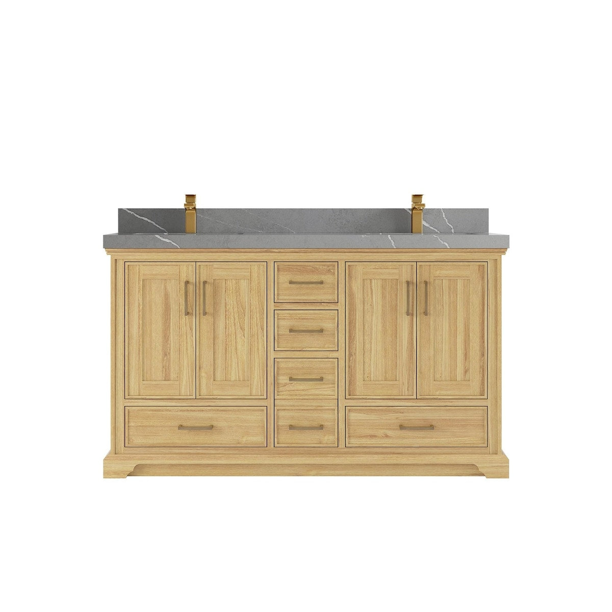 Willow Collections 60 in. W x 22 in. D Charlotte Teak Double Sink Bathroom Solid Teak Vanity with Countertop