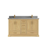 Willow Collections 60 in. W x 22 in. D Charlotte Teak Double Sink Bathroom Solid Teak Vanity with Countertop