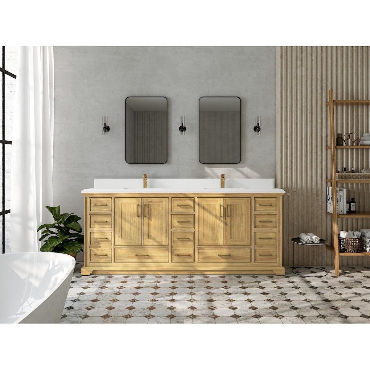 Willow Collections 60 in. W x 22 in. D Charlotte Teak Double Sink Bathroom Solid Teak Vanity with Countertop