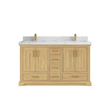 Willow Collections 60 in. W x 22 in. D Charlotte Teak Double Sink Bathroom Solid Teak Vanity with Countertop