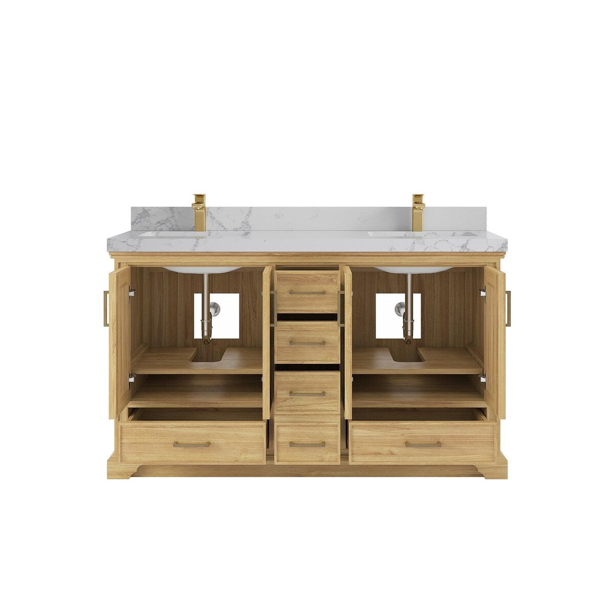 Willow Collections 60 in. W x 22 in. D Charlotte Teak Double Sink Bathroom Solid Teak Vanity with Countertop