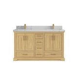 Willow Collections 60 in. W x 22 in. D Charlotte Teak Double Sink Bathroom Solid Teak Vanity with Countertop