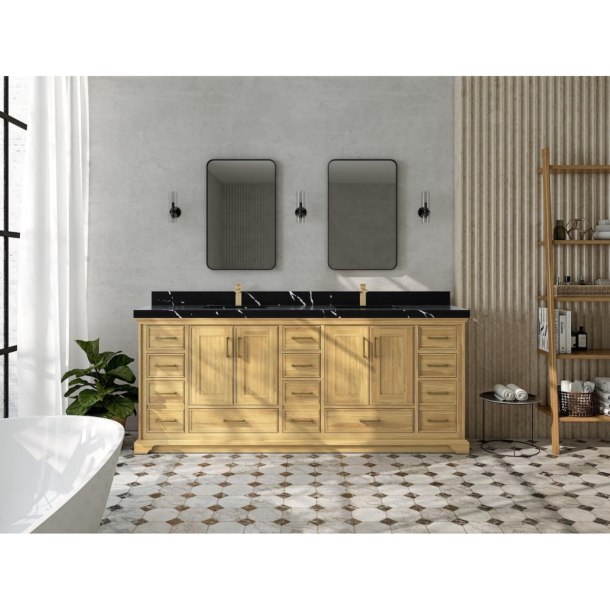 Willow Collections 60 in. W x 22 in. D Charlotte Teak Double Sink Bathroom Solid Teak Vanity with Countertop