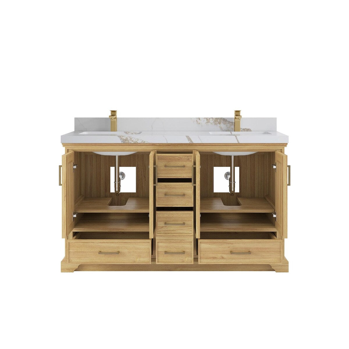 Willow Collections 60 in. W x 22 in. D Charlotte Teak Double Sink Bathroom Solid Teak Vanity with Countertop