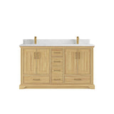 Willow Collections 60 in. W x 22 in. D Charlotte Teak Double Sink Bathroom Solid Teak Vanity with Countertop