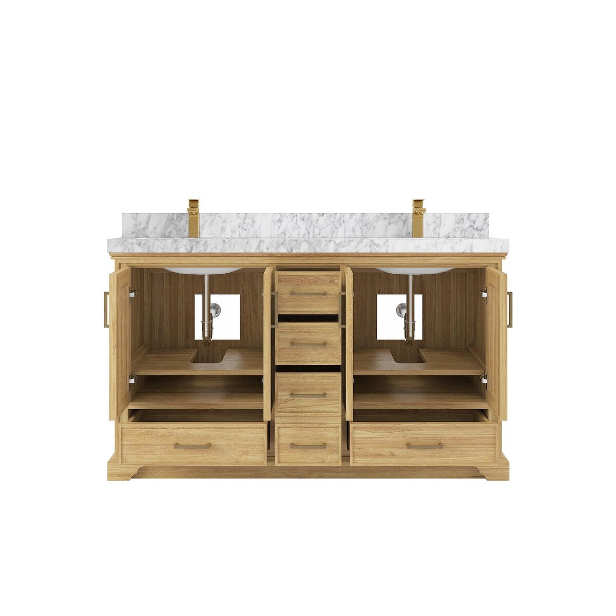 Willow Collections 60 in. W x 22 in. D Charlotte Teak Double Sink Bathroom Solid Teak Vanity with Countertop